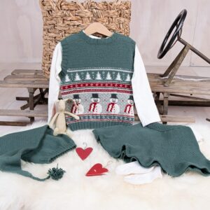 Bluum stickning - Julväst 5 frg m/kjol och tomteluva Pure Eco Baby Wool