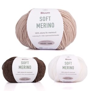 Stickad tröja Får i skogen - garnpaket i Bluum Soft Merino Ull Stickning 4-6 år Sand/Brunmelerad