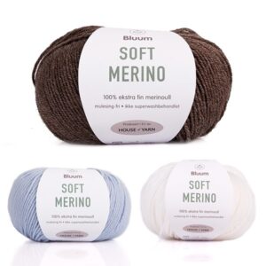 Bluum stickad tröja - Hönsgården i Soft Merino Ull Brunmelerad/Ljus blå Stickning 4-6 år
