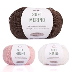 Bluum stickad tröja - Hönsgården i Soft Merino Ull Brunmelerad/Rosa Stickning 2-3 år