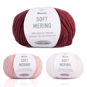 Bluum stickad tröja - Hönsgården i Soft Merino Ull Ljung/Rosa Stickning 2-3 år