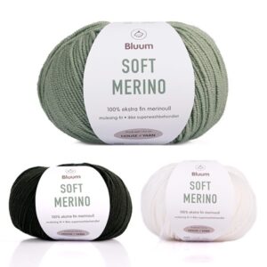 Bluum stickningsset - Får i skogen i Soft Merino Ull Jadegrön/Flaskgrön Stickning 3-6 mån
