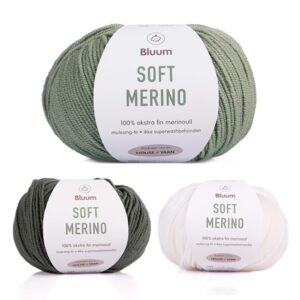 Bluum stickningsset - Får i skogen i Soft Merino Ull Jadegrön/Petrol Stickning 3-6 mån