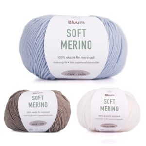 Bluum stickningsset - Får i skogen i Soft Merino Ull Ljus blå/Gråbeige Stickning 2-3 år