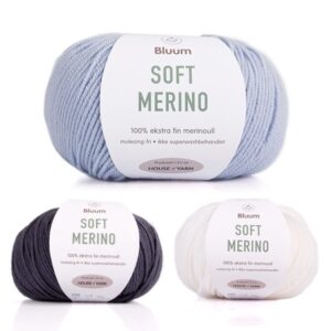 Bluum stickningsset - Får i skogen i Soft Merino Ull Ljus blå/Mörk gråblå Stickning 2-3 år