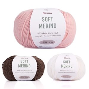 Bluum stickningsset - Får i skogen i Soft Merino Ull Rosa/Brunmelerad Stickning 3-6 mån