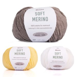 Bluum stickningsset - Hönsgården i Soft Merino Ull Gråbeige/Ljus gul Stickning 9-12 mån