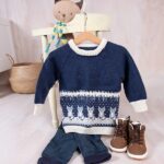 Bluum stickad tröja - Räver på isen i Soft Merino Ull Sandig Stickning 4-6 år