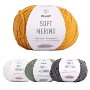 Stickad tröja Kyckling - garnpaket i Bluum Soft Merino Ull Stickning 9-12 mån Maisgul/Jadegrön
