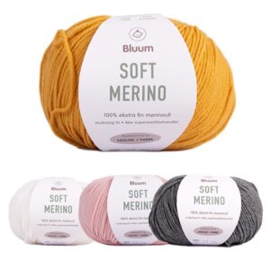 Stickad tröja Kyckling - garnpaket i Bluum Soft Merino Ull Stickning 9-12 mån Maisgul/Rosa