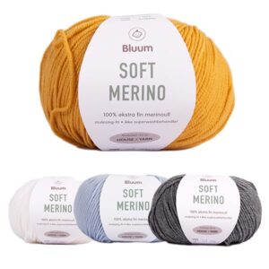 Bluum stickad tunika og strumpor - Kyckling i Soft Merino Ull Maisgul/Ljus blå Stickning 3 år