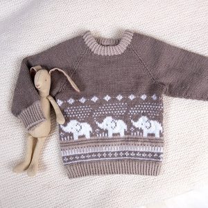 Bluum stickad tröja - Elefanterna badar i Soft Merino Ull