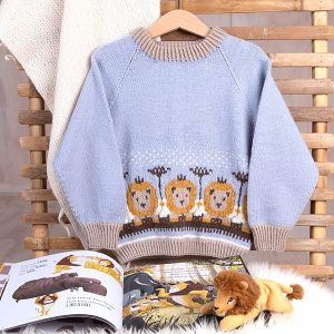 Bluum stickad tröja - Lejon på savannen i Soft Merino Ull