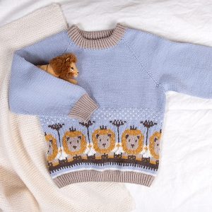 Bluum stickad tröja - Lejon på savannen i Soft Merino Ull