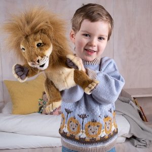 Bluum stickad tröja - Lejon på savannen i Soft Merino Ull