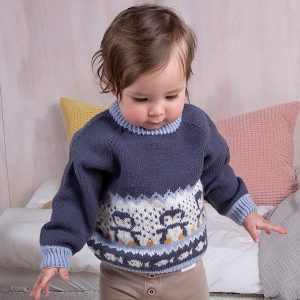 Bluum stickad tröja - Pingviner på isen i Soft Merino Ull