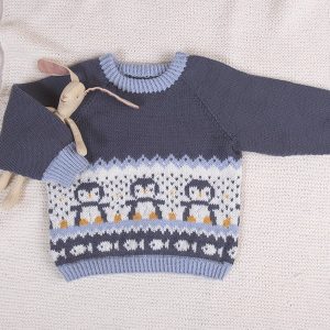Bluum stickad tröja - Pingviner på isen i Soft Merino Ull
