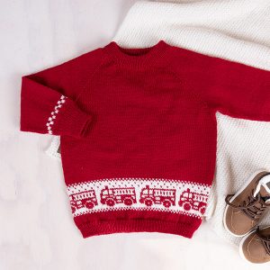 Bluum stickad tröja - Brandbil i Pure Eco Baby Wool