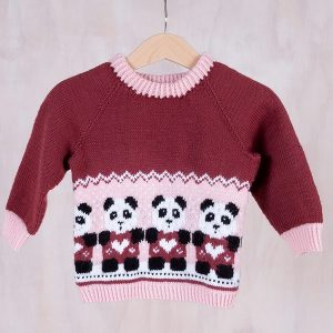 Stickad tröja Panda hjärtvän - garnpaket i Bluum Soft Merino Ull