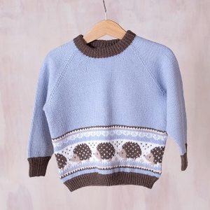 Stickad tröja Igelkott i trädgården - garnpaket i Bluum Soft Merino Ull