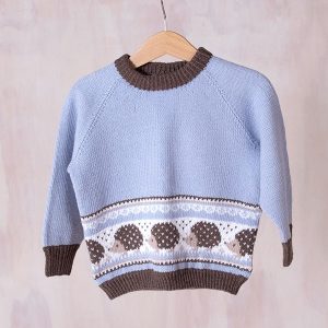 Stickad tröja Igelkott i trädgården - garnpaket i Bluum Soft Merino Ull