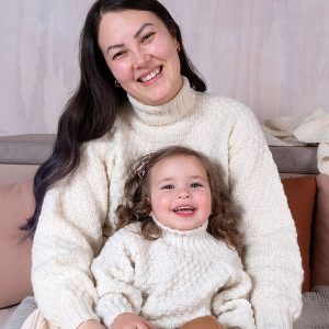 Stickad tröja Bubblor till dam - garnpaket i Bluum Pure Eco Baby Wool
