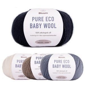 Stickad tröja Randiga pussar - garnpaket i Bluum Pure Eco Baby Wool Stickning 8-10 år Mörk blå