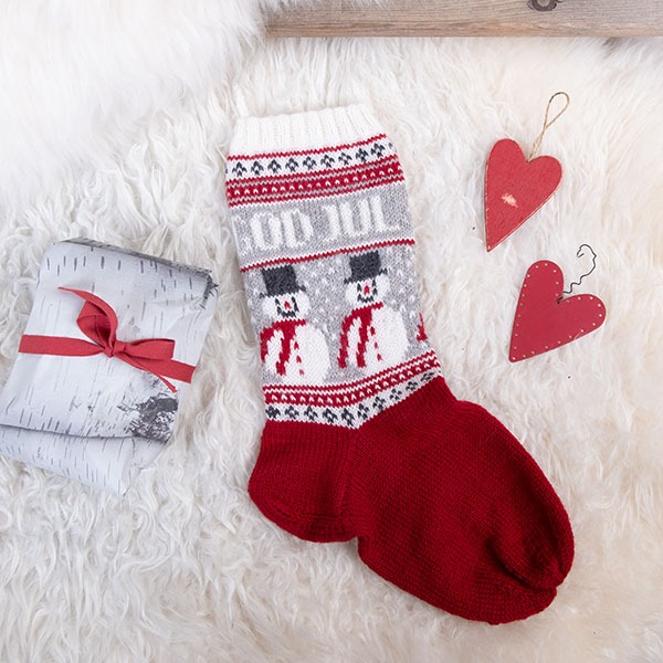 Stickade Julstrumpor Snögubbe och Rudolf - garnpaket i Bluum Pure Eco Baby Wool