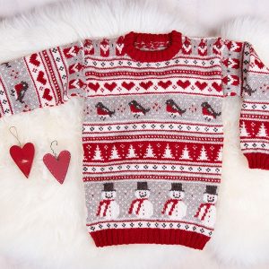 Stickat set Jultröja 4 frg med tomteluva - garnpaket i Bluum Soft Merino Ull