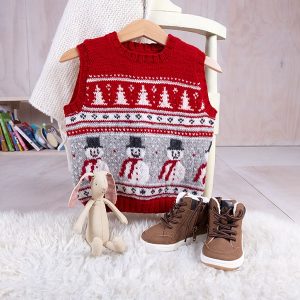 Stickad väst Julväst 4 frg - garnpaket i Bluum Soft Merino Ull