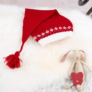 Stickat set Snögubbe klänning med tomteluva - garnpaket i Bluum Soft Merino Ull