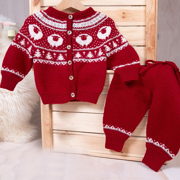 Stickat set Lammet kofta och byxa - garnpaket i Bluum Pure Eco Baby Wool