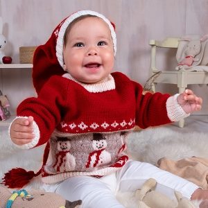 Stickat set Snögubbe tröja och tomteluva - garnpaket i Bluum Soft Merino Ull