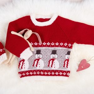 Stickat set Snögubbe tröja och tomteluva - garnpaket i Bluum Soft Merino Ull