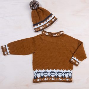 Stickat set Pingvin tröja och mössa - garnpaket i Bluum Pure Eco Baby Wool