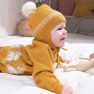 Stickat set Kanin-tröja och mössa - garnpaket i Bluum Pure Eco Baby Wool