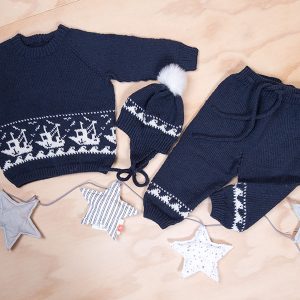 Stickat set Fiskebåt - garnpaket i Bluum Pure Eco Baby Wool
