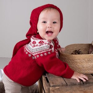 Stickat set Svamp-tröja med tomteluva - garnpaket i Bluum Pure Eco Baby Wool