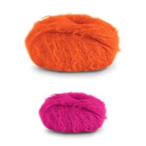 Stickad tröja Strå till dam - garnpaket från Bluum i Fnugg Stickning M-L Orange/Pink
