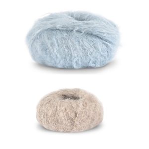 Stickad tröja Strå till dam - garnpaket från Bluum i Fnugg Stickning XS-S Himmelsblå/Sand