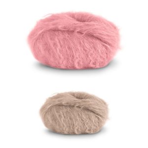 Stickad tröja Strå till dam - garnpaket från Bluum i Fnugg Stickning XS-S Korall/Kamel