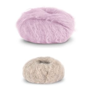 Stickad tröja Strå till dam - garnpaket från Bluum i Fnugg Stickning XS-S Pärlrosa/Sand