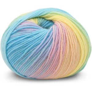 Stickad tunika Färgspel - garnpaket i Bluum Soft Merino Ull Stickning 1-2 år Pastell-print