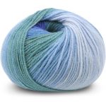 Stickad tunika Färgspel - garnpaket i Bluum Soft Merino Ull Stickning 5-6 år Blå-print