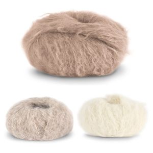 Stickad tröja Sjögräs till dam - garnpaket från Bluum i Fnugg Stickning XL Kamel/Sand