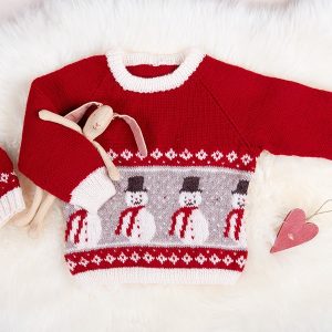 Stickningsset Snögubbe tröja m/kjol och tomteluva - garnpaket i Bluum Soft Merino Ull
