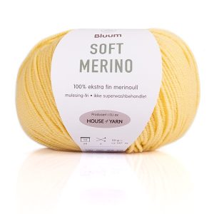 Stickad kofta Madicken - garnpaket i Bluum Soft Merino Ull Stickning 3-6 mån Ljus gul