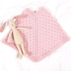 Stickat set Poncho och mössa med hålmönster - garnpaket i Bluum Soft Merino Ull