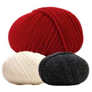 Stickat set Festset m/väst, knäbyxa och mössa - garnpaket i Bluum Pure Eco Baby Wool Stickning 1-2 år Röd/Koks