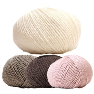 Stickad klänning Emily - garnpaket i Bluum Pure Eco Baby Wool Stickning 1 år Beige/Mullvad/Dus rosa